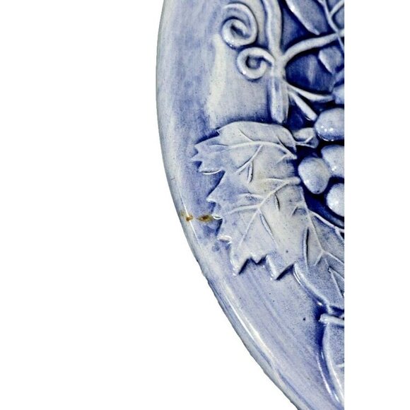 A. Santos Made in Portugal, Large Platter with Raised Blue & White Grape & Leaf - Picture 2 of 14